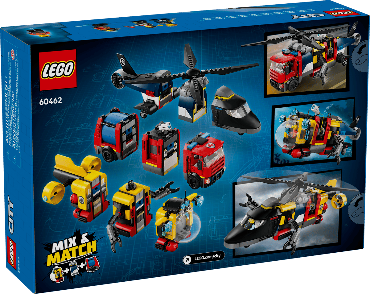 Remix Helicoptero Camion De Bomberos Y Submarino Lego City