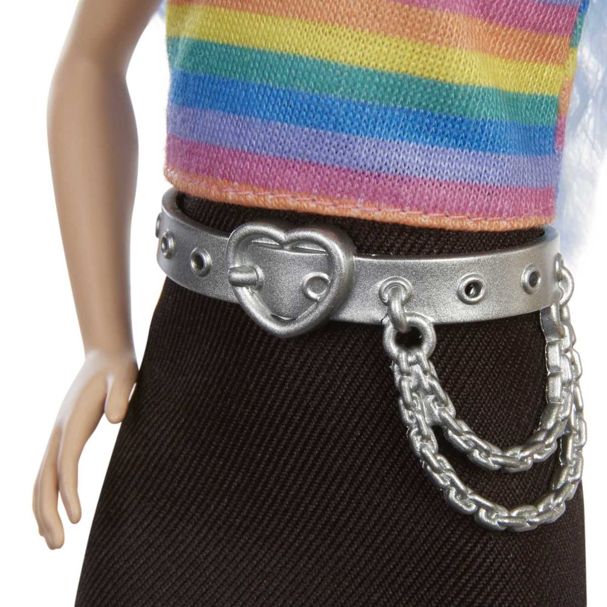 Barbie Fashionistas - Top Arcoiris Y Falda Negra