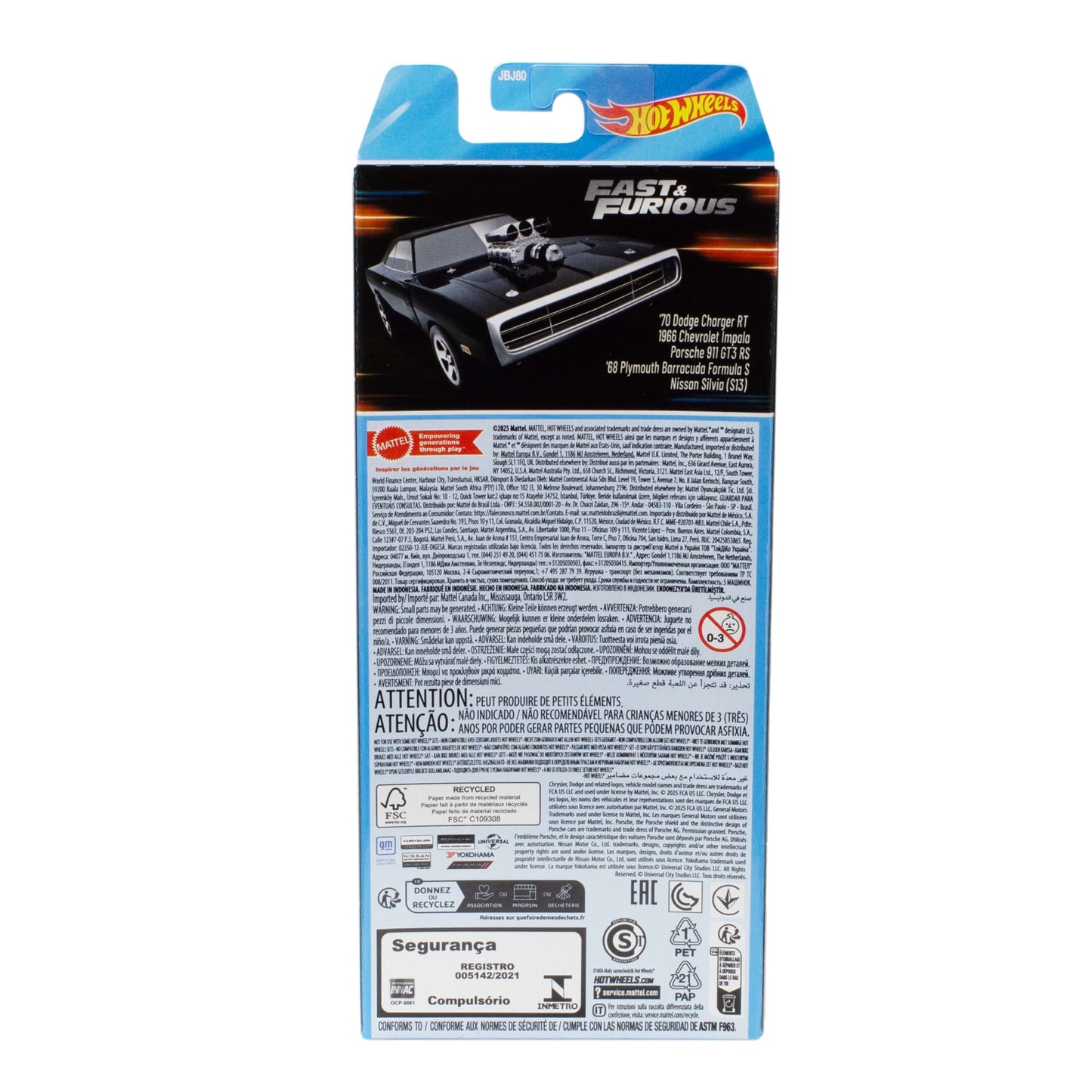 Pack 5 Autos Básicos Hot Wheels - Rápido y Furioso