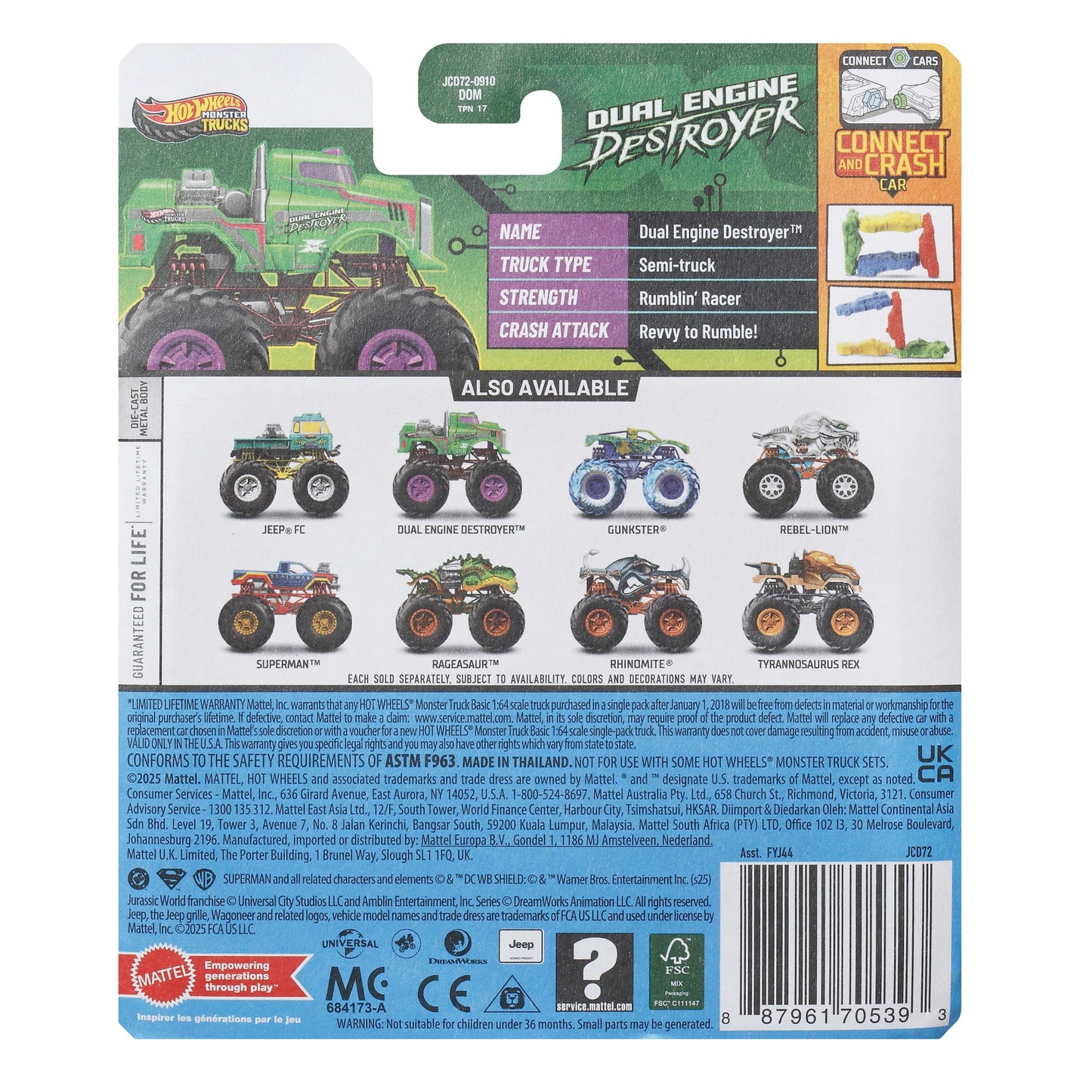 Hot Wheels Monster Truck Escala 1:64 - Dual Engine Destroyer