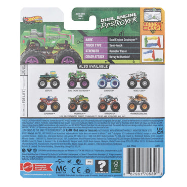 Hot Wheels Monster Truck Escala 1:64 - Dual Engine Destroyer