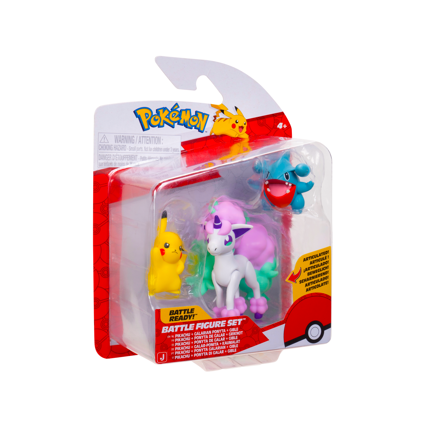 Pokemon Pack 3 Figuras - Pikachu + Galarian Ponyta + Gible