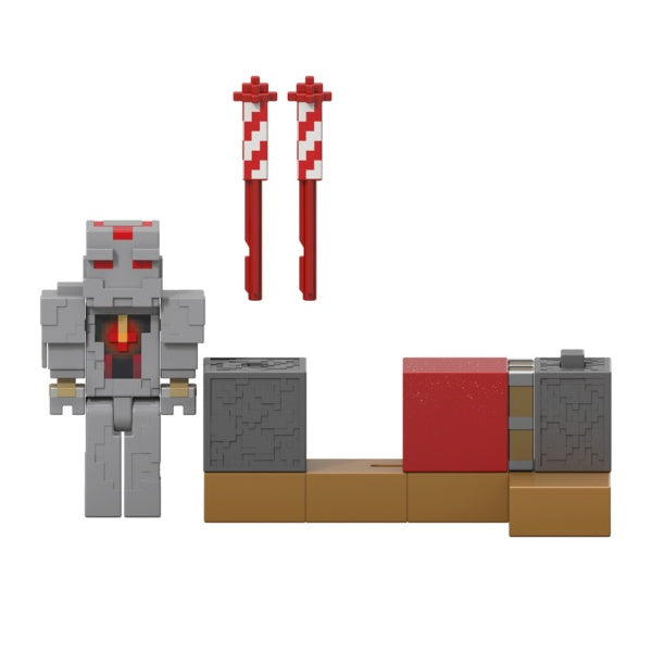 Minecraft Core Figura De 8cm Con Crafting 2-pack - Lanzador De Fuegos Artificiales Del Protector