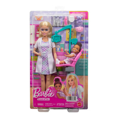 Barbie Set De Profesiones Con Muñeca - Dentista 3 (Rubia Vestido Líneas)