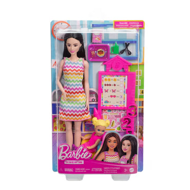 Barbie Set de Profesiones con Muñeca Sorpresa - Profesora Pelinegra