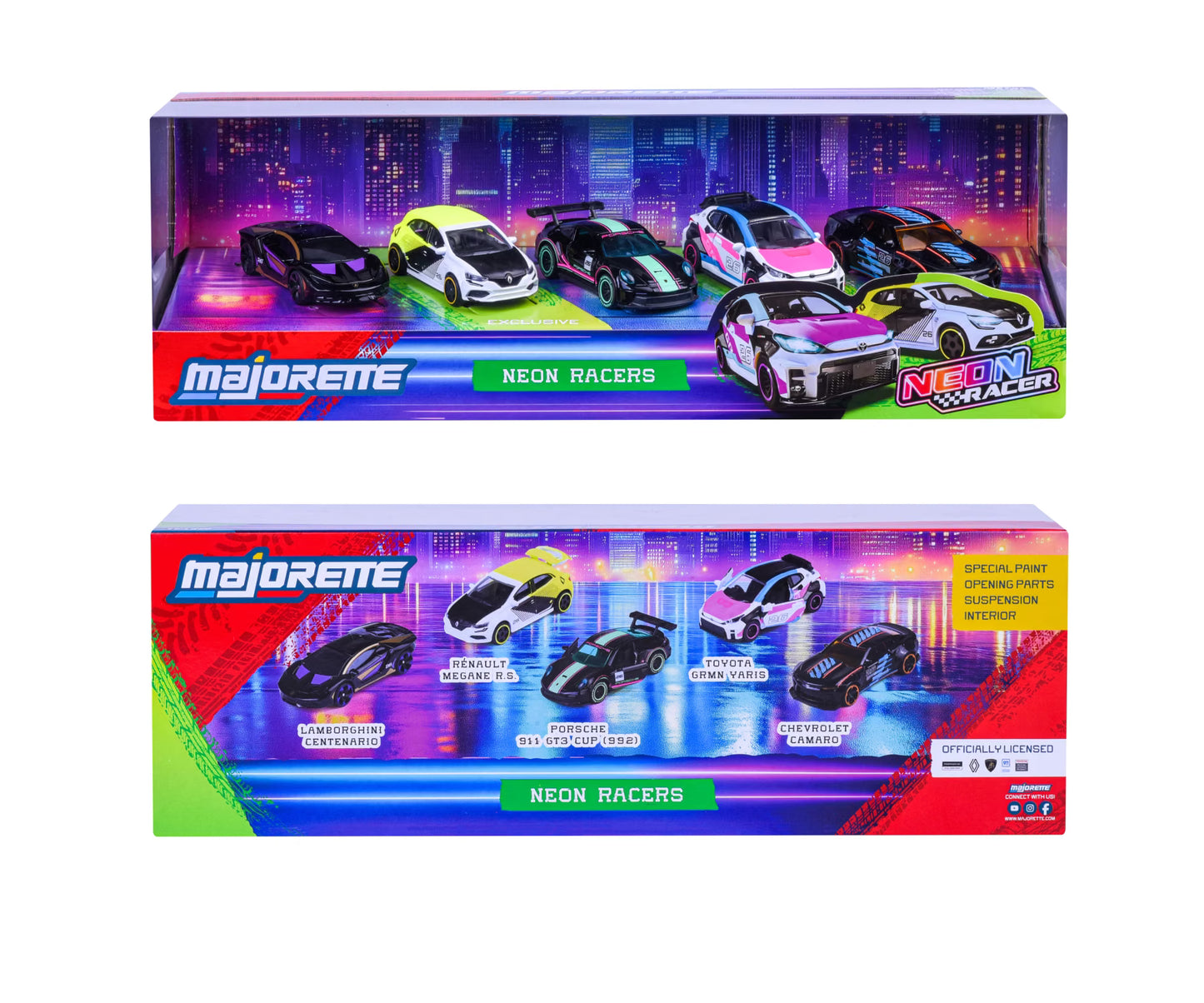 Set 5 Vehiculos Neon Majorette