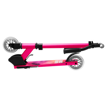 Scooter Ultra Ligero Plegable Deluxe Boldcube fucsia guardado plegado