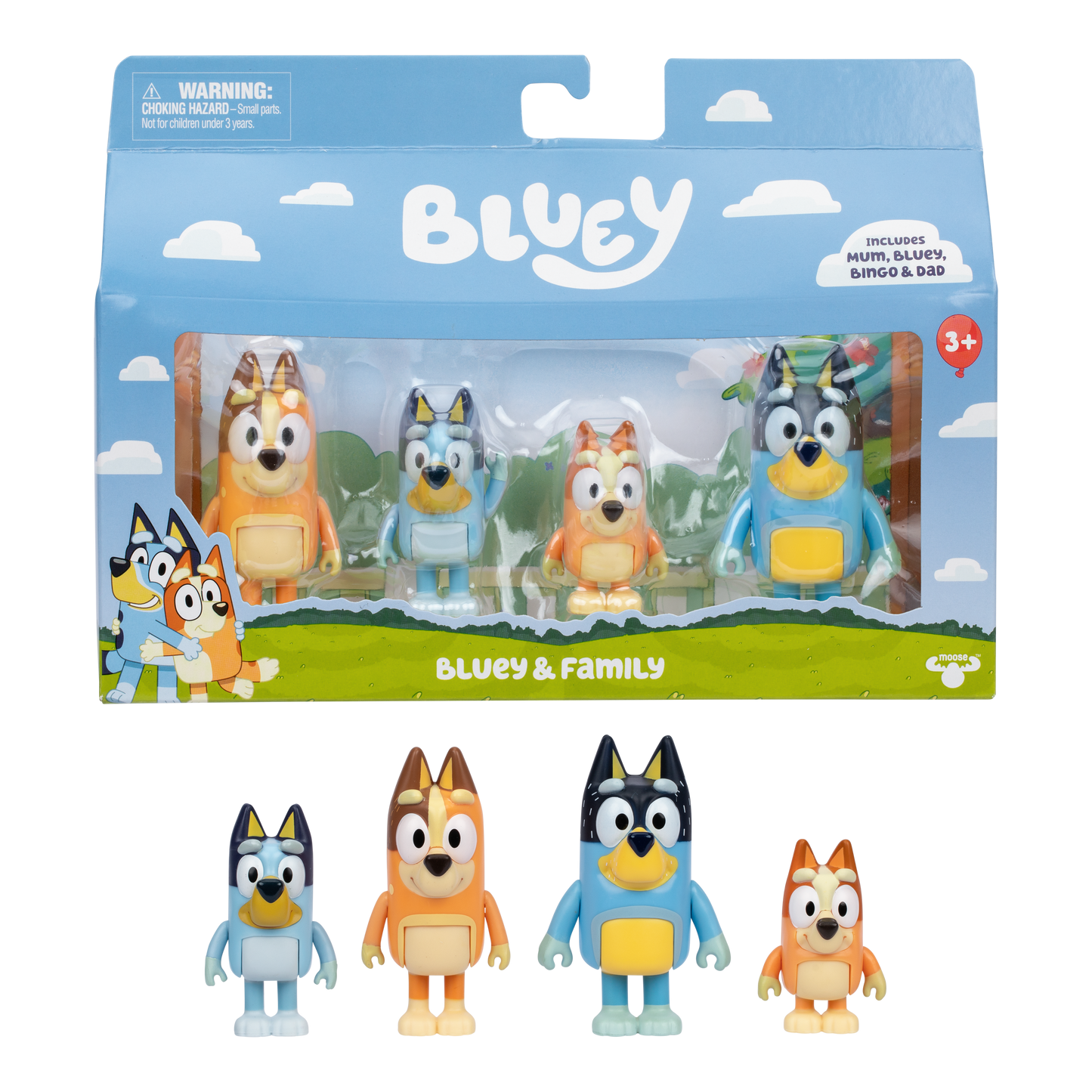Bluey Pack 4 Figuras - Bluey y Family