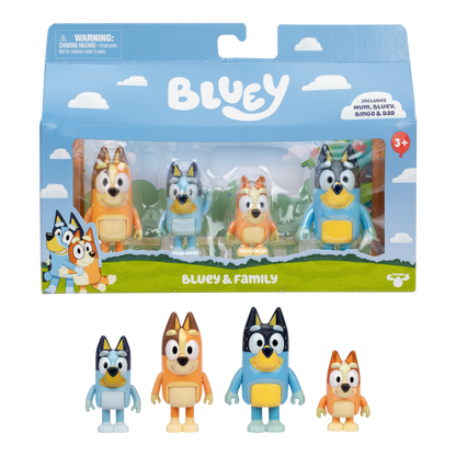 Bluey Pack 4 Figuras - Bluey y Family