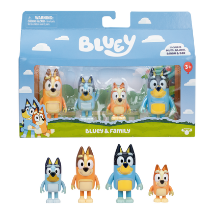 Bluey Pack 4 Figuras - Bluey y Family