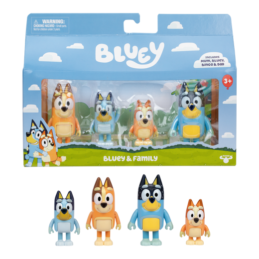 Bluey Pack 4 Figuras - Bluey y Family