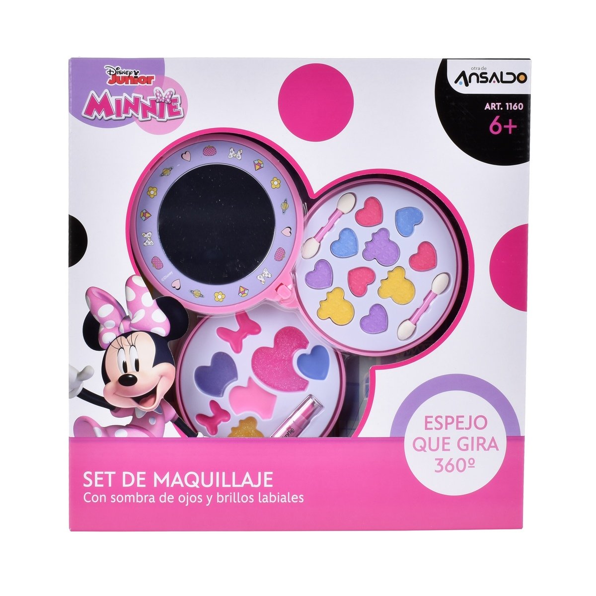 Set Circular Con Tres Pisos De Cosméticos Y Espejo Minnie