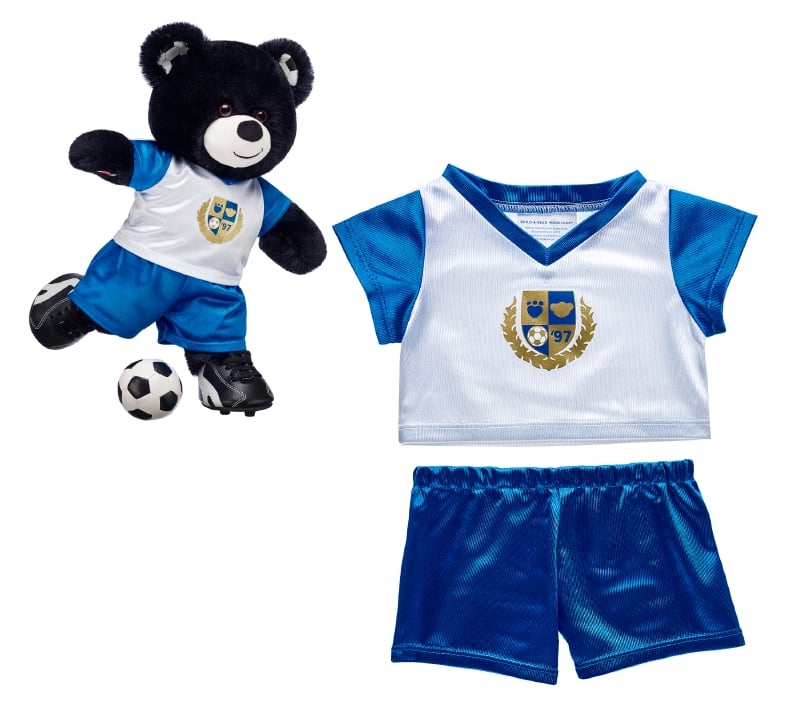 Uniforme Futbol Azul Con Blanco Build-A-Bear Categoría: Ropa Build-a-Bear Tipo producto:  Accesorios para muñecas y muñecos de acción