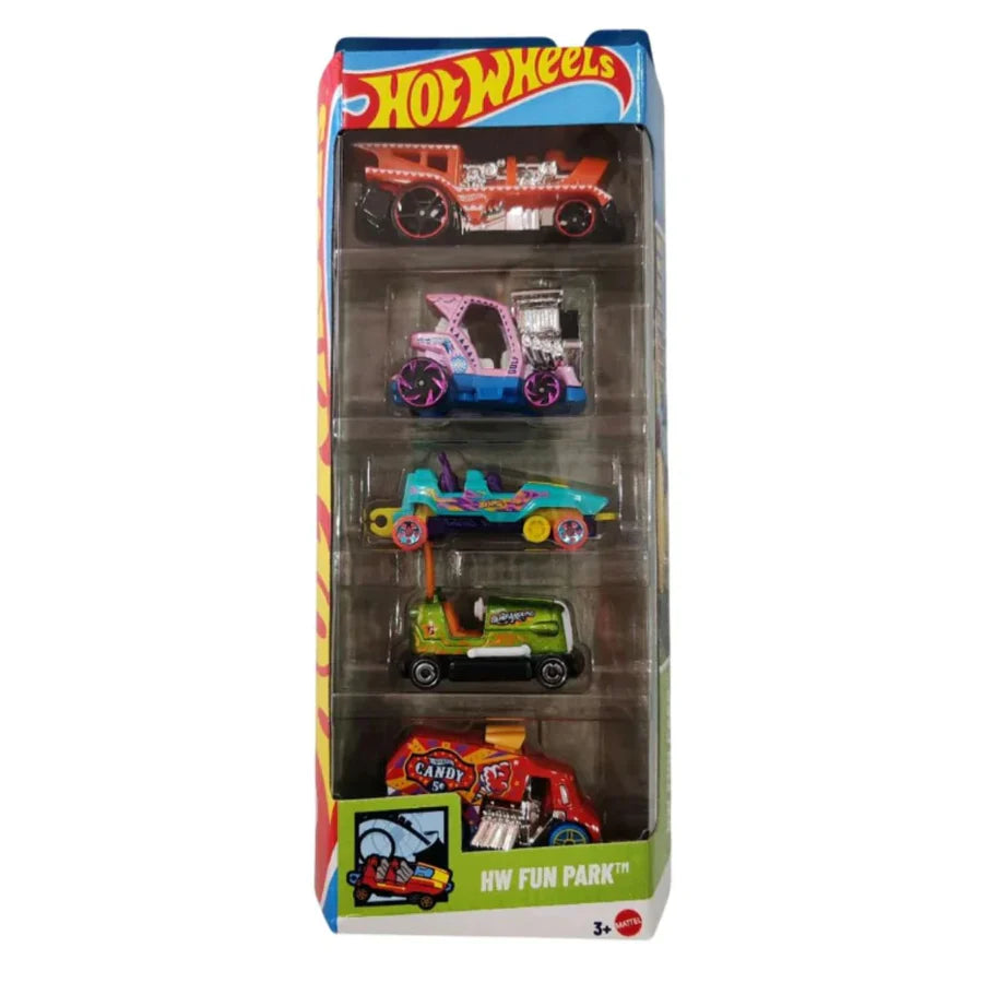 Pack 5 Autos Básicos Hot Wheels - Tooned Stunt Tracks Exotique Baja Blazers HW Fun Park