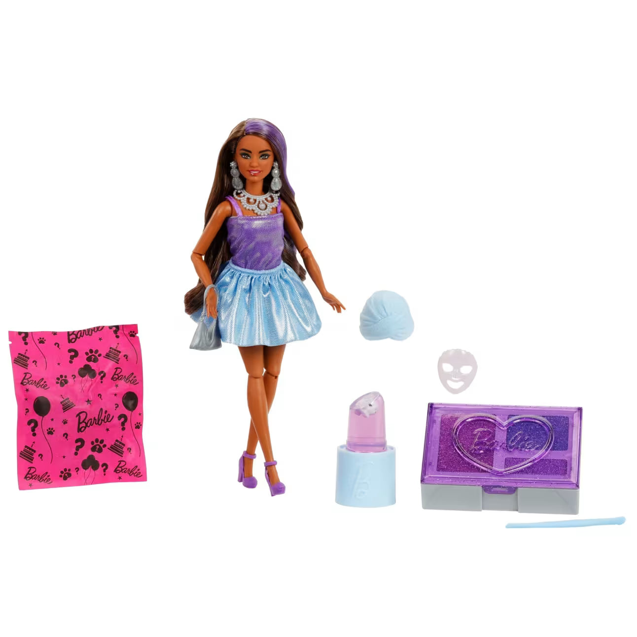 Barbie Party Unboxed Glam Party Purple Sparkle con 10 Sorpresas