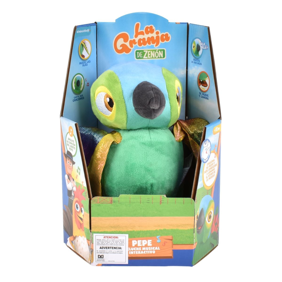 Peluche Lorito Pepe 20Cm Baila Canta Y Habla La Granja De Zenon