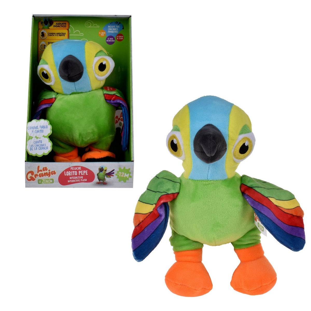 Peluche Lorito Pepe 20Cm Baila Canta Y Habla La Granja De Zenon