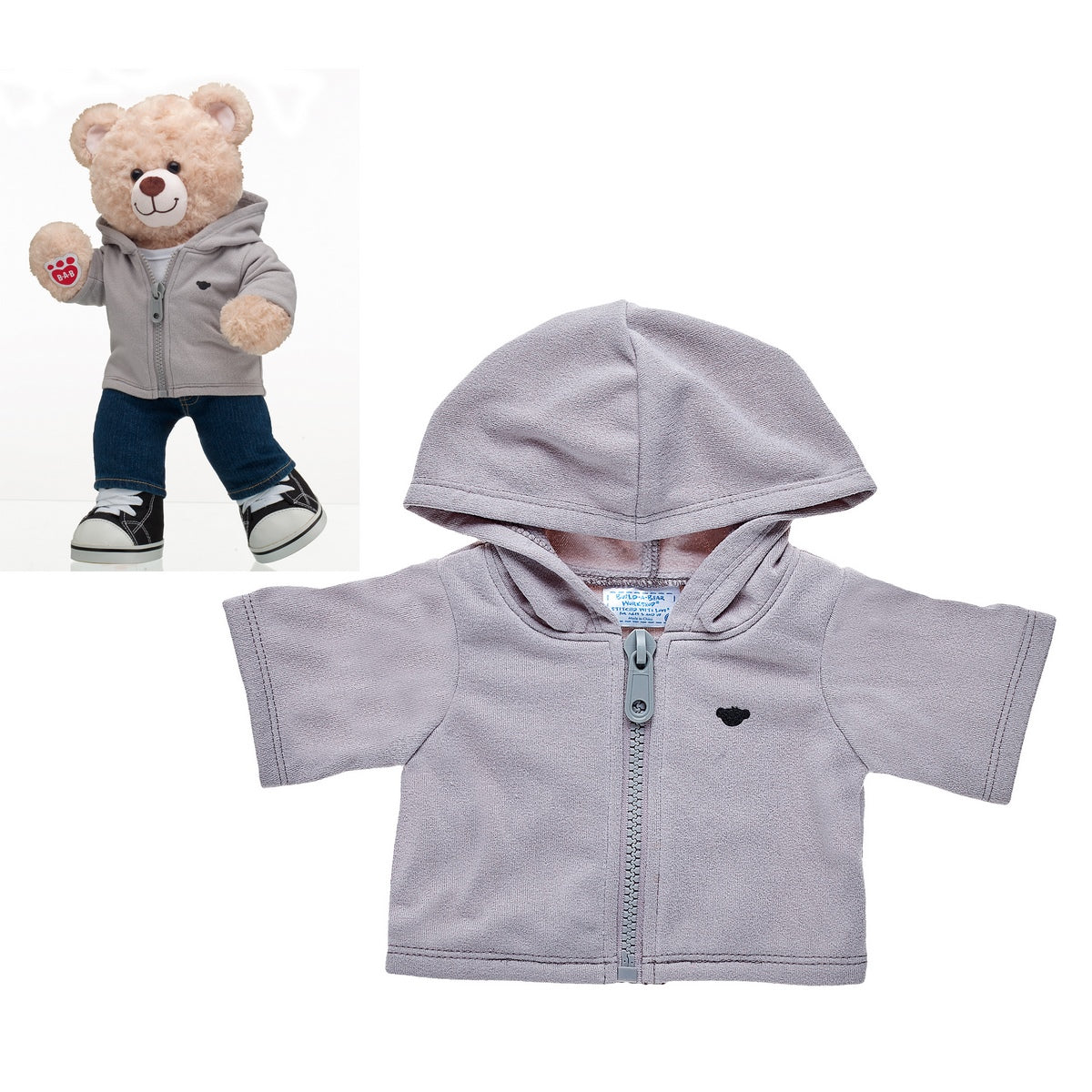 Poleron Cierre Gris Build-A-Bear