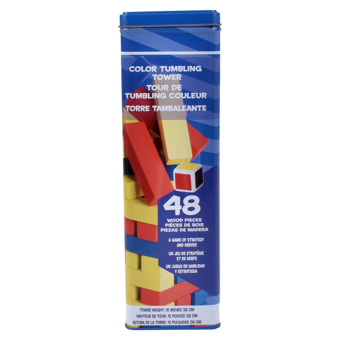 Juego Equilibrio Bloques De Colores Con Dado En Caja Metálica