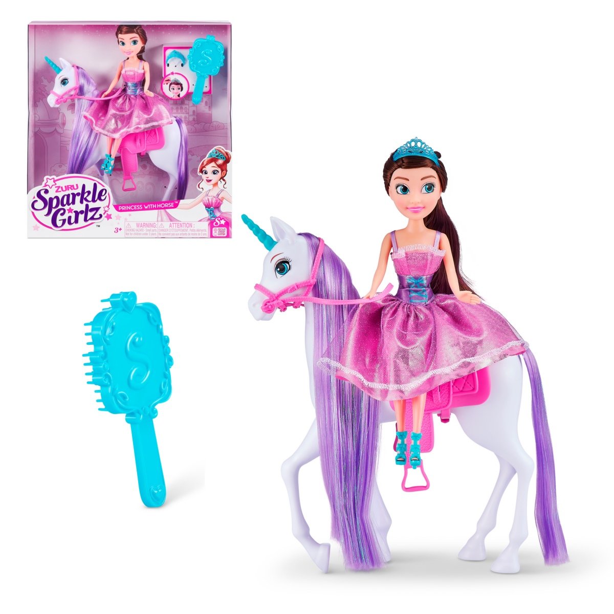Muñeca Princesa De 27 Cms Con Caballo Unicornio Sparkle Girlz Categoría: Muñecas Tipo producto:  Muñecas