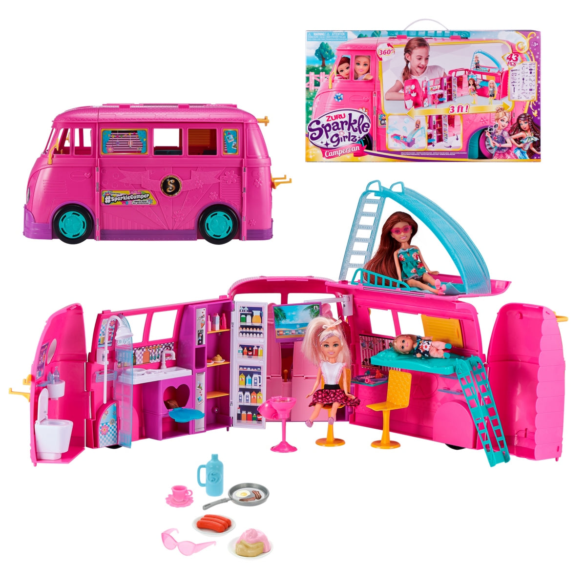 Camper Retro De Lujo Sparkle Girlz - No Incluye Muñeca Categoría: Muñecas Tipo producto:  Accesorios para muñecas y muñecos de acción
