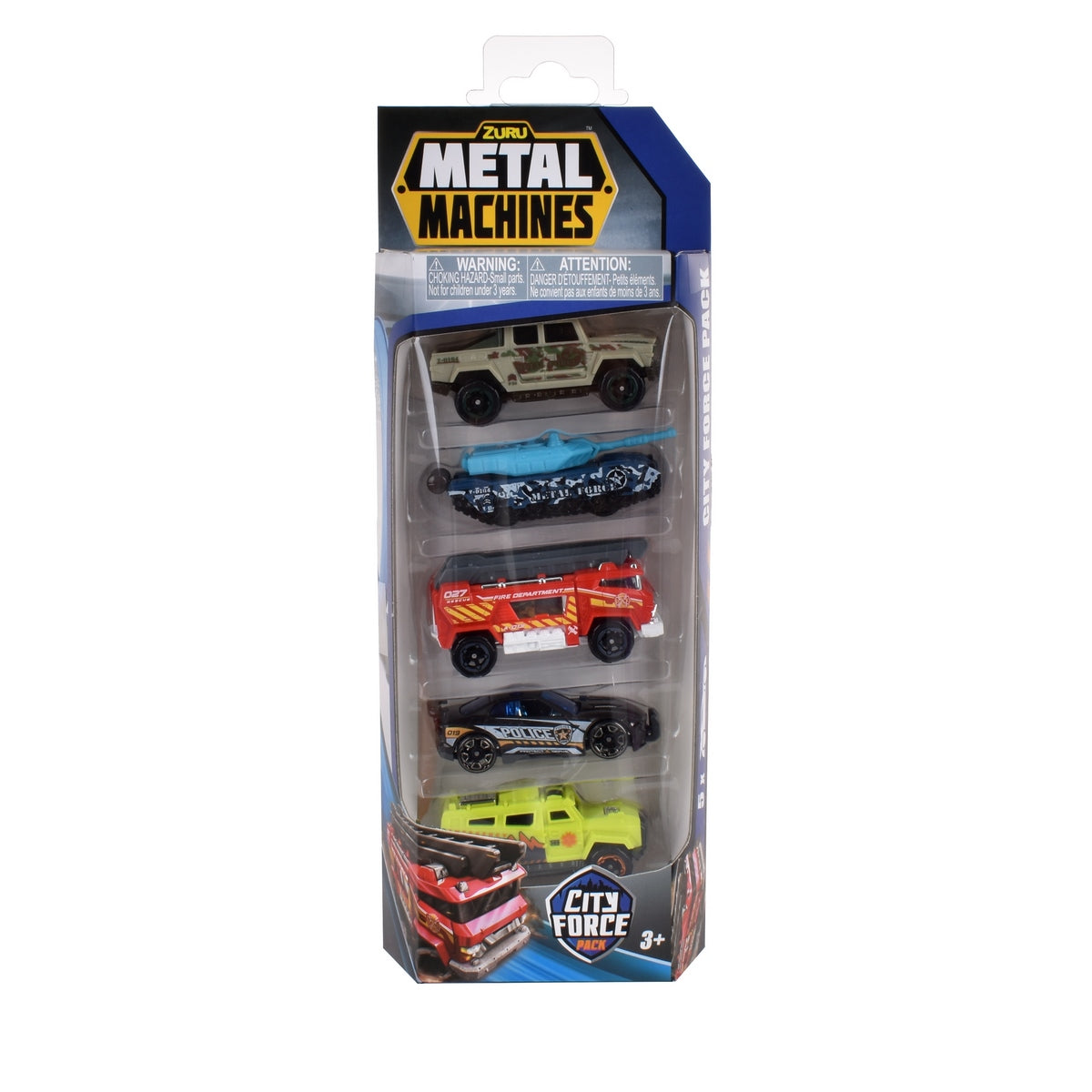 Pack 5 Autos City Force Metal Machines