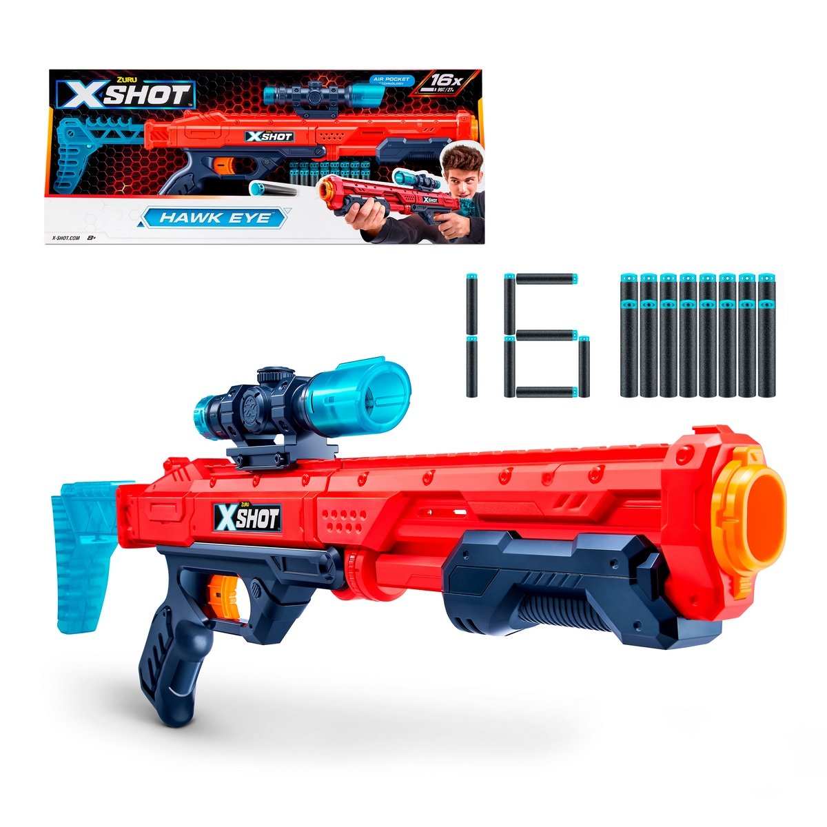 Lanzador Hawk Eye Con 16 Dardos X-Shot Categoría: Lanzadores dardos - agua y más Tipo producto:  Armas y artilugios de juguete
