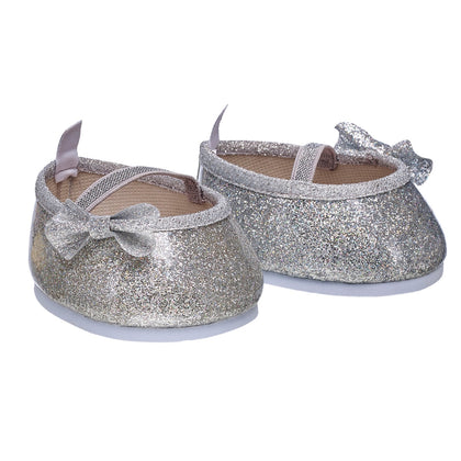 Zapatos Plateados Con Moño Build-A-Bear