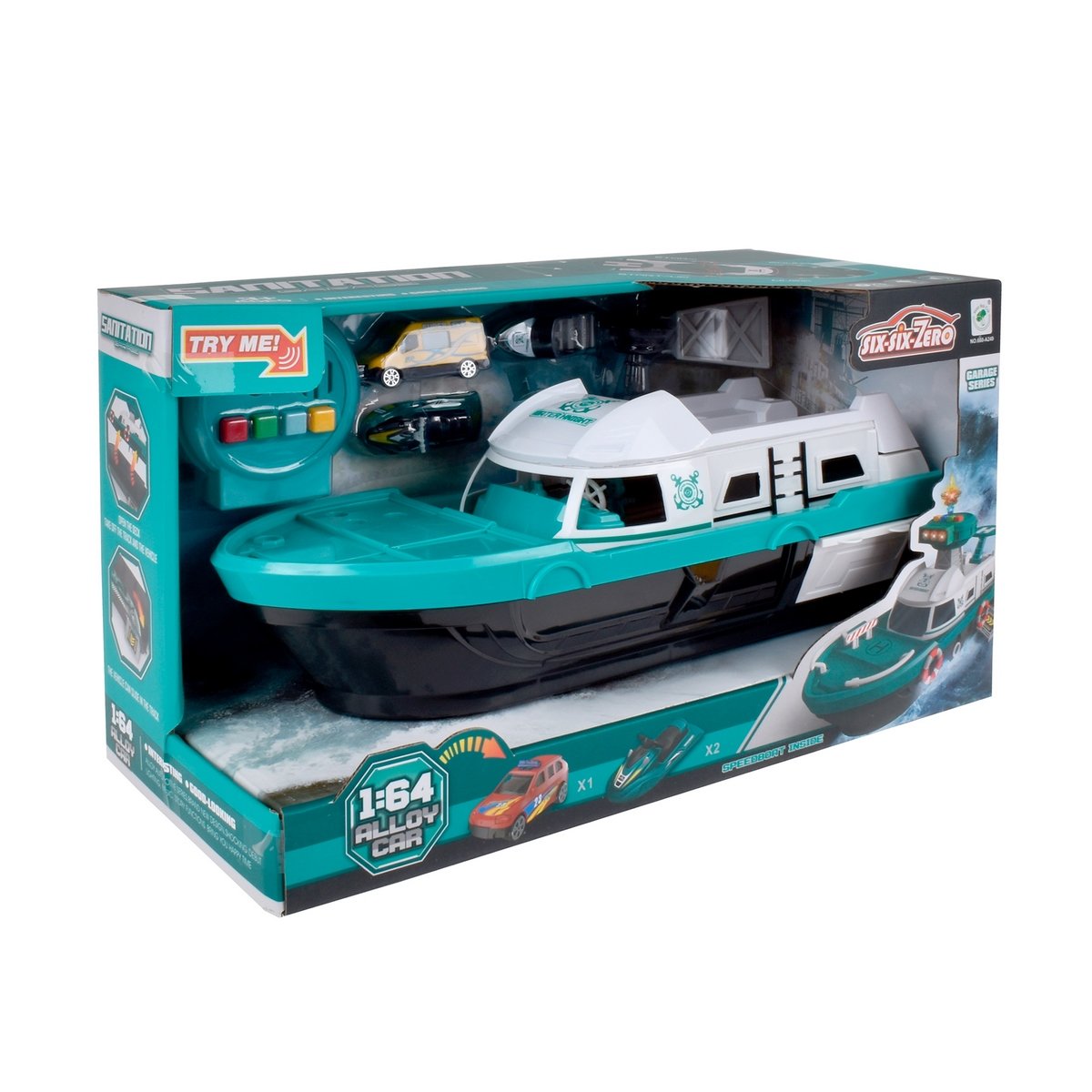 Lancha De Rescate De 40 Cms Con Luz, Sonido Y 3 Vehiculos