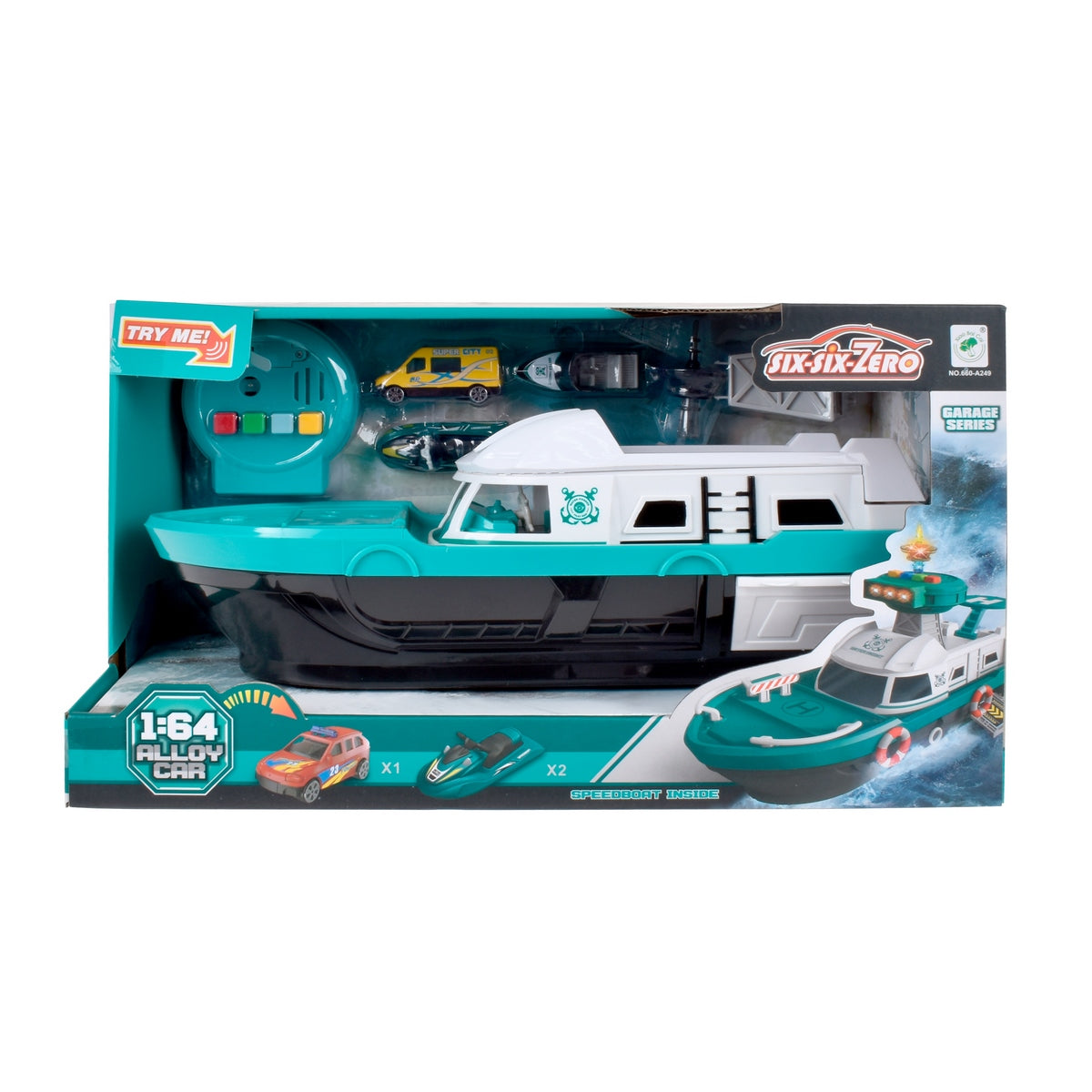 Lancha De Rescate De 40 Cms Con Luz, Sonido Y 3 Vehiculos