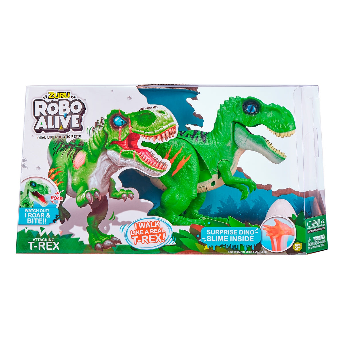 Dinosaurio T-Rex Que Camina Con Slime Robo Alive Zuru - Verde