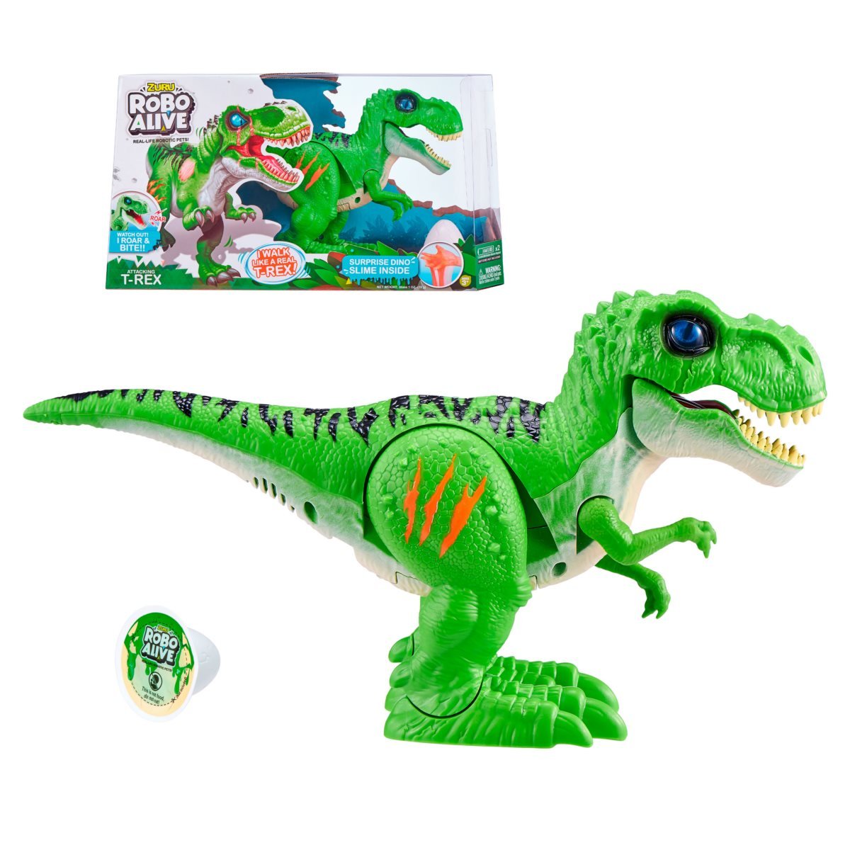 Dinosaurio T-Rex Que Camina Con Slime Robo Alive Zuru - Verde