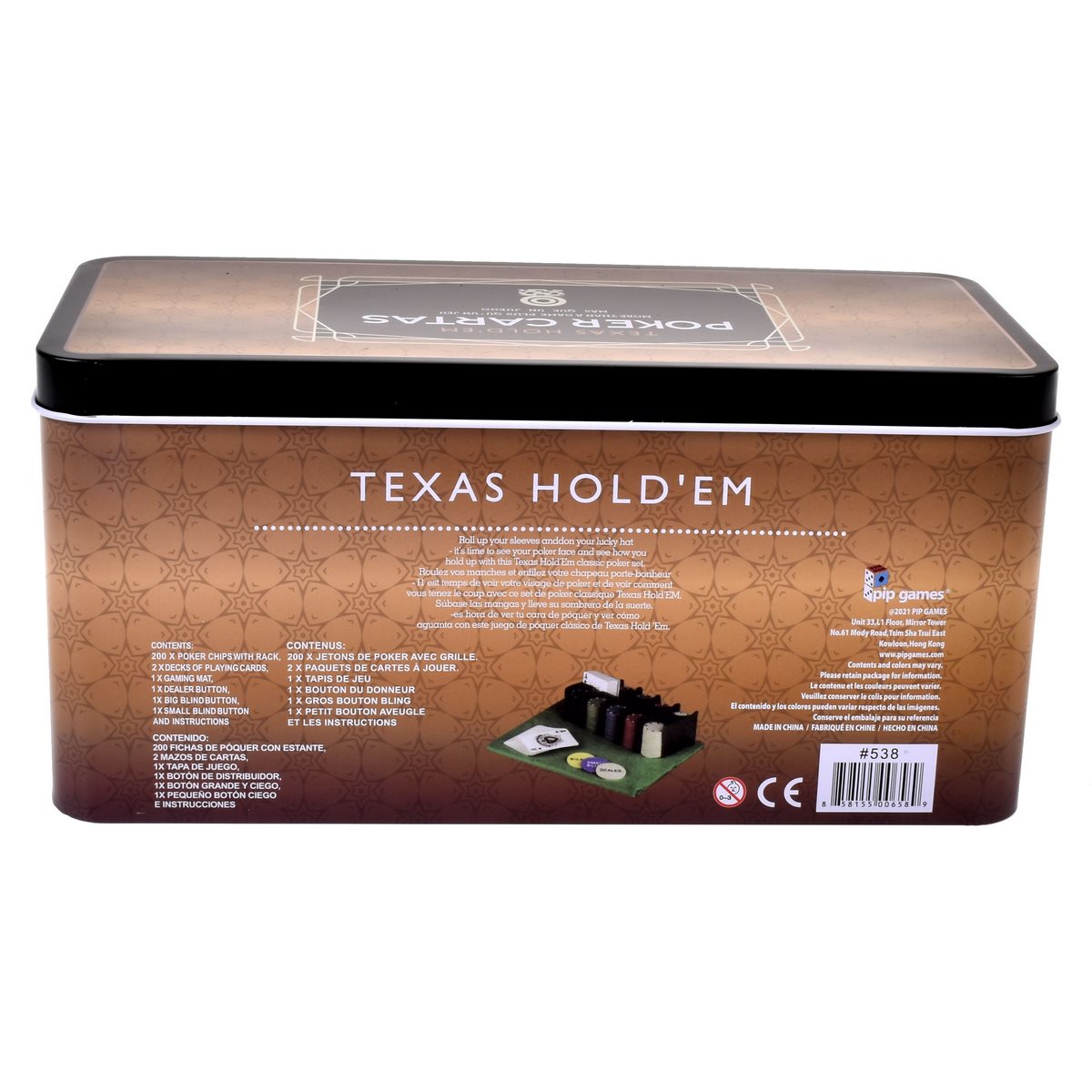 Set De Poker Con 200 Pichas 2 Barajas De Cartas Y Paño En Caja Metalica
