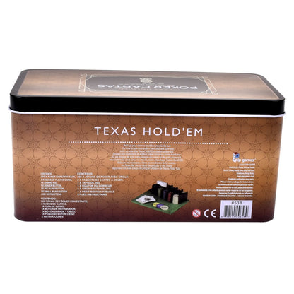 Set De Poker Con 200 Pichas 2 Barajas De Cartas Y Paño En Caja Metalica