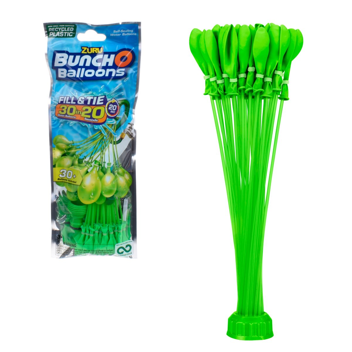 Pack 1 Boquilla Con Bombas De Agua De Llenado Rapido Bunch O Balloons - Verde