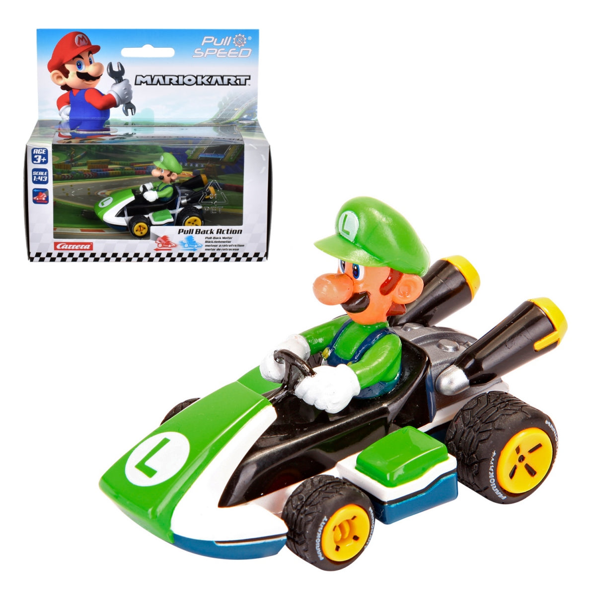 Auto Pull Back Nintendo Mario Kart 8 Escala 1:43 - Luigi