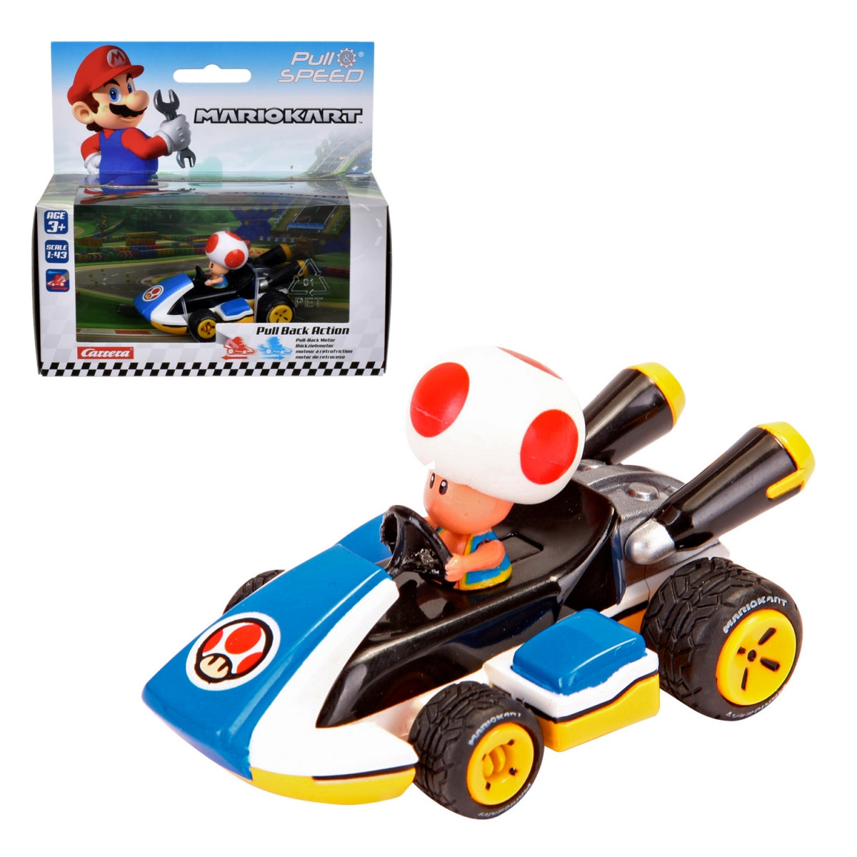 Auto Pull Back Nintendo Mario Kart 8 Escala 1:43 - Toad