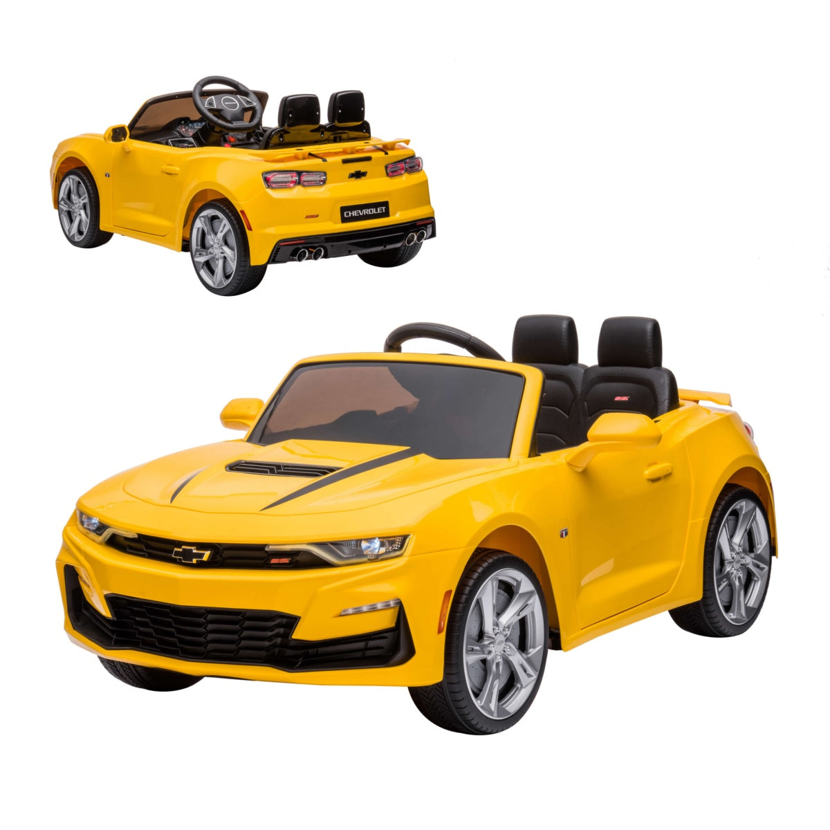 Auto A Bateria Chevrolet Camaro Amarillo De 12V De 2 Motores Con Control Remoto