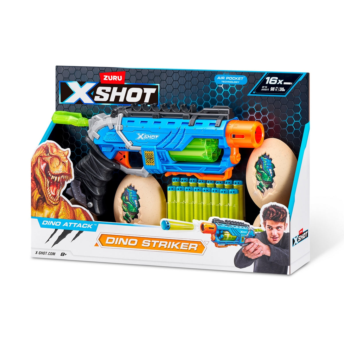 Lanza Dardos Dino Attack Dino Striker  Con 16 Dardos X-Shot