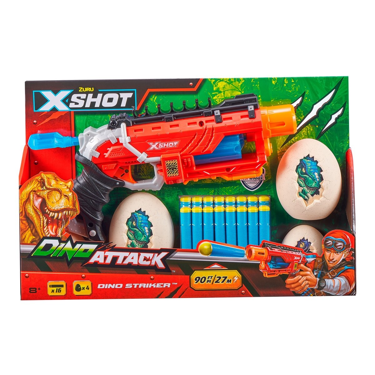 Lanza Dardos Dino Attack Dino Striker  Con 16 Dardos Y 2 Huevos X-Shot