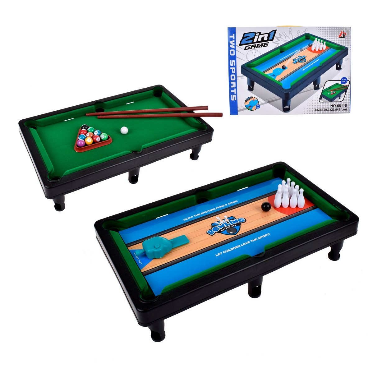Mesa 2 En 1 Pool Y Bowling De 40 X 23 Cm