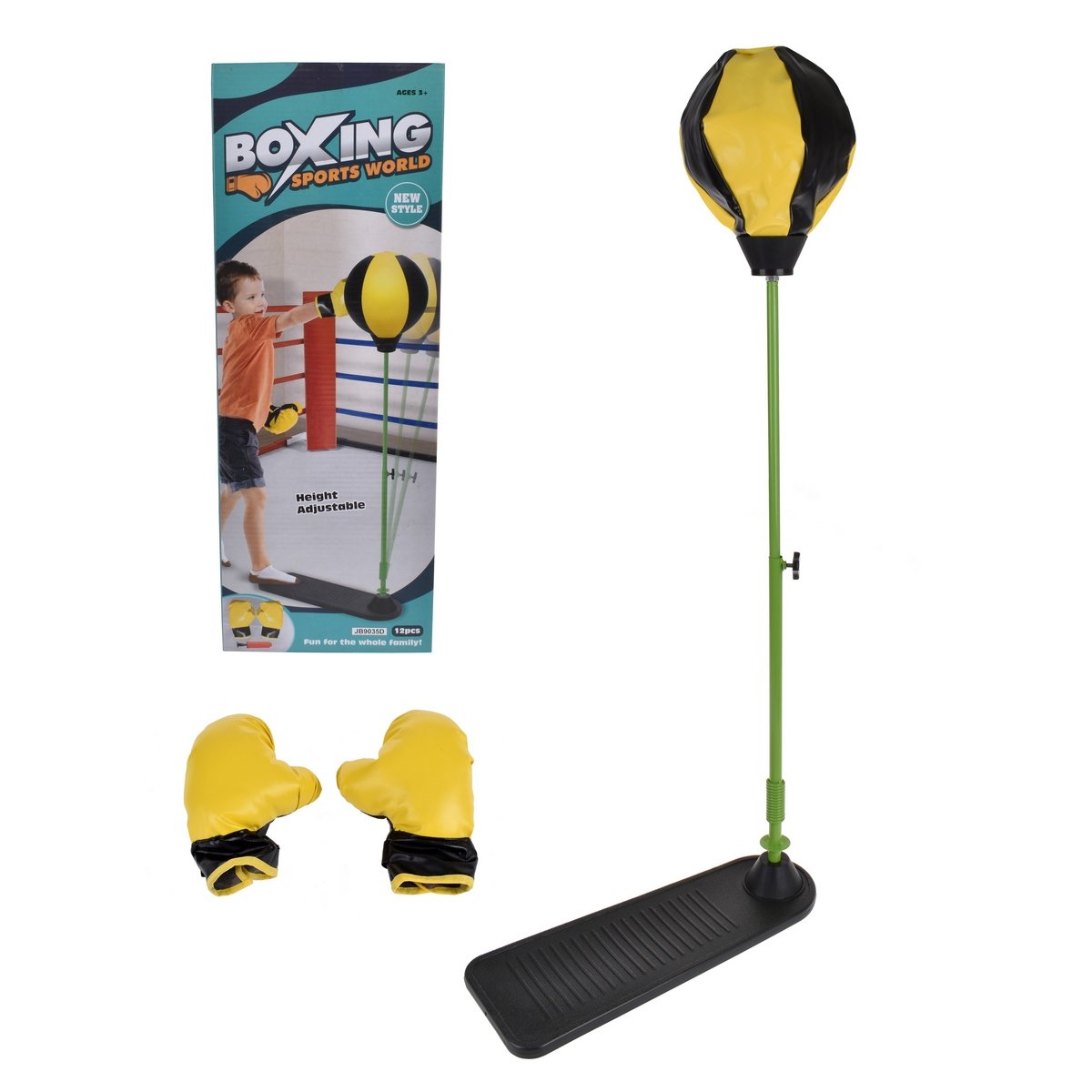 Set De Boxeo Con Base Y Pedestal Ajustable Hasta 107 Cm