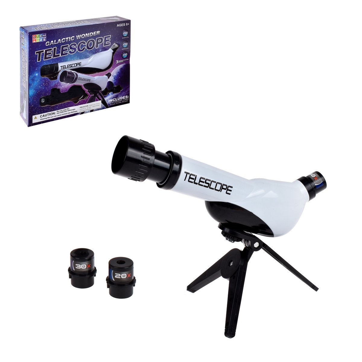 Telescopio Con Trípode Y 3 Lentes 20X 30X 40X