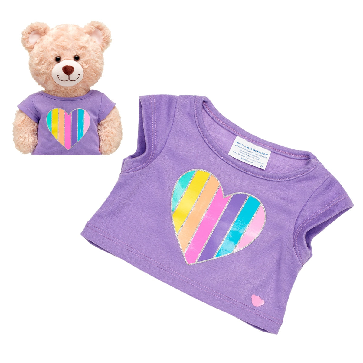 Polera Morada Con Corazones Arcoiris Build-A-Bear