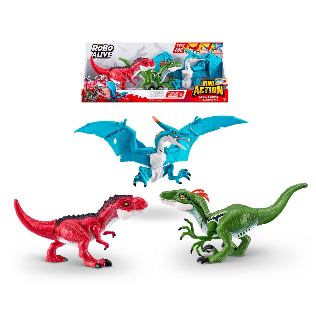 Pack 3 Dinosaurios Robo Alive De Zuru