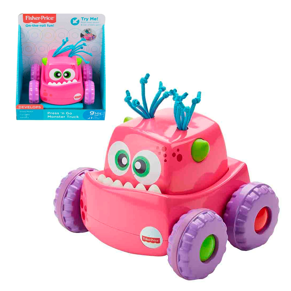 Rie Y Aprende Press`n Go Fisher Price - Rosado