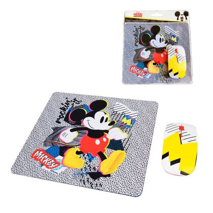 Kit Mouse Inalambrico Y Mouse Pad Mickey