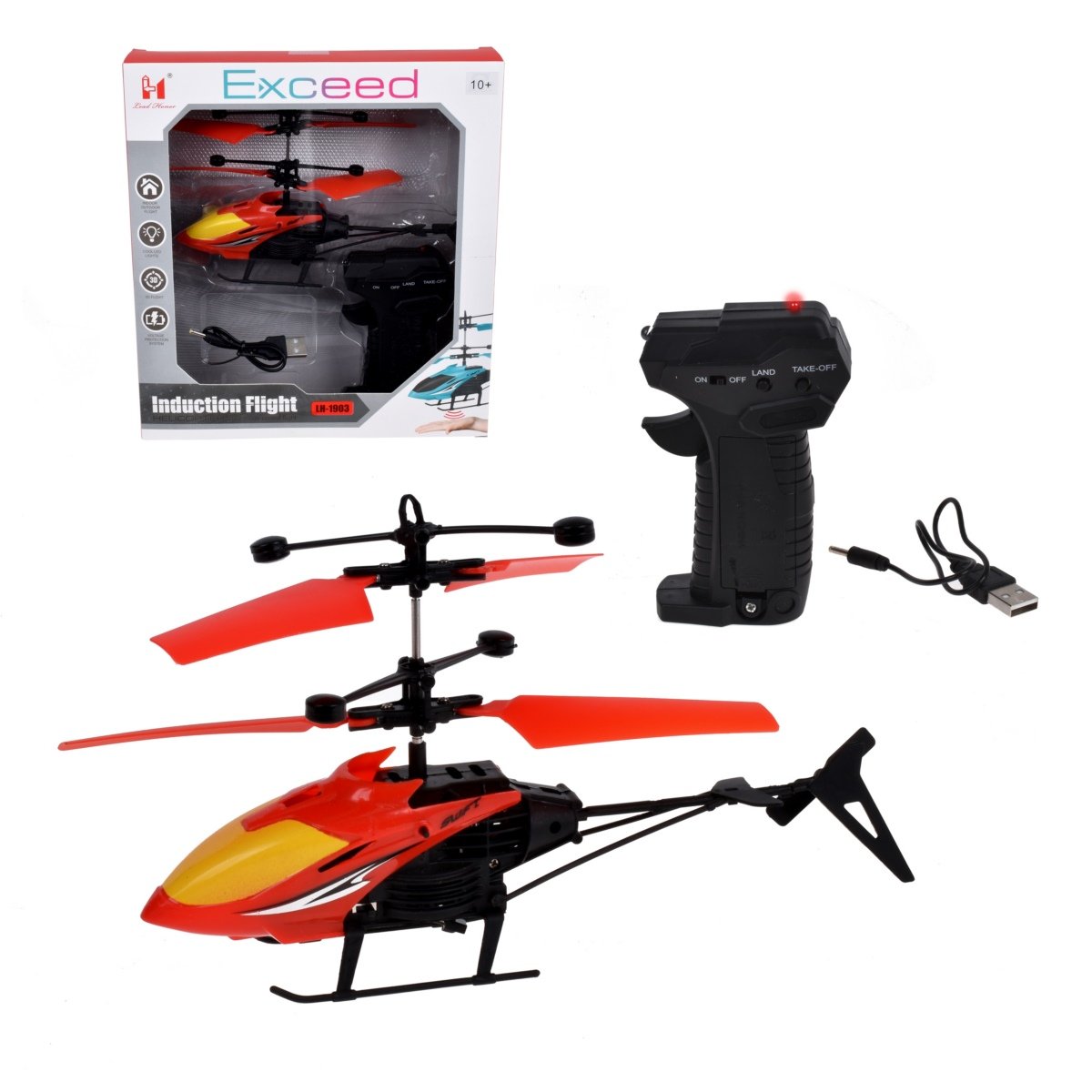 Helicoptero Radio Controlado 17 Cms Con Pilas Recargables - Roja