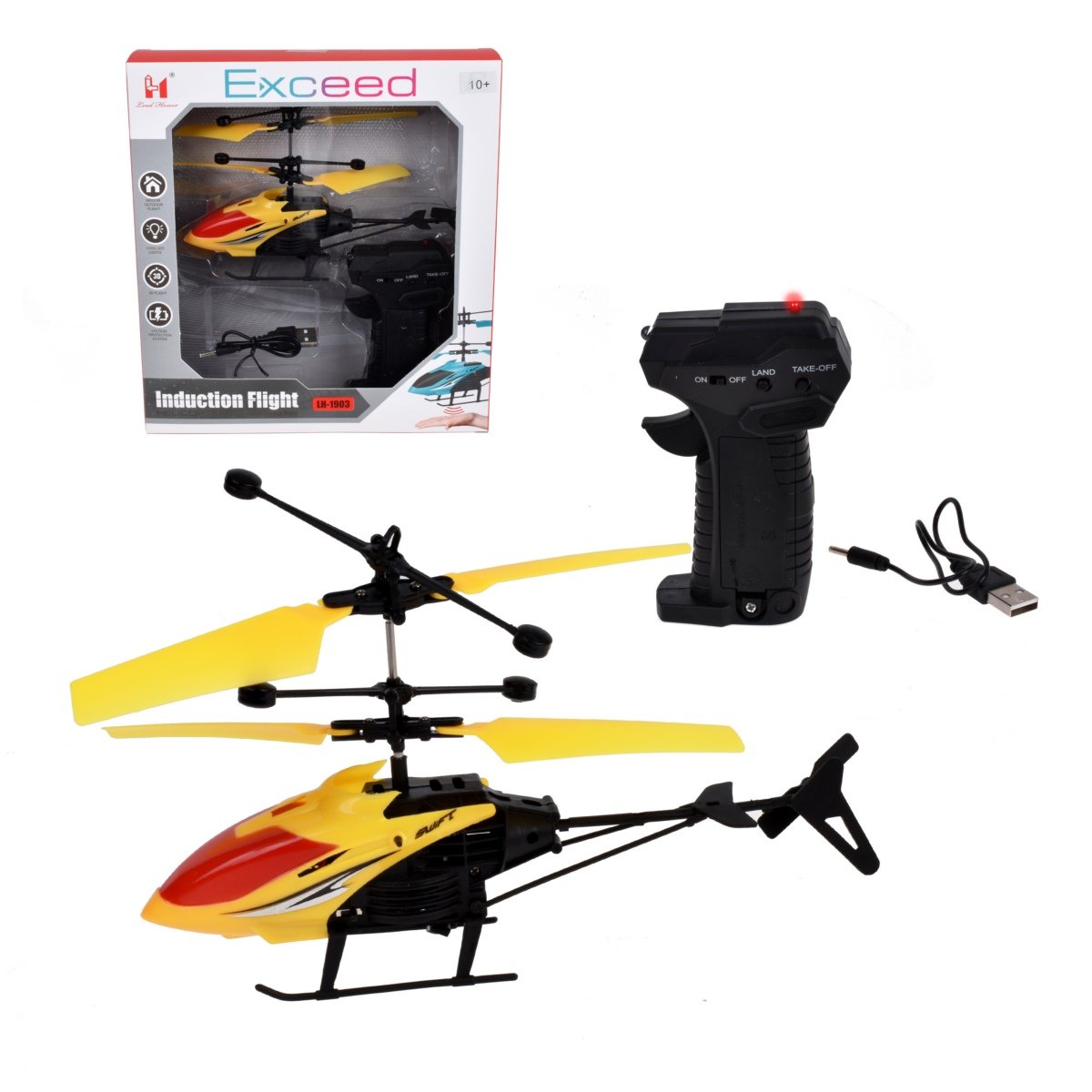 Helicoptero Radio Controlado 17 Cms Con Pilas Recargables - Amarilla