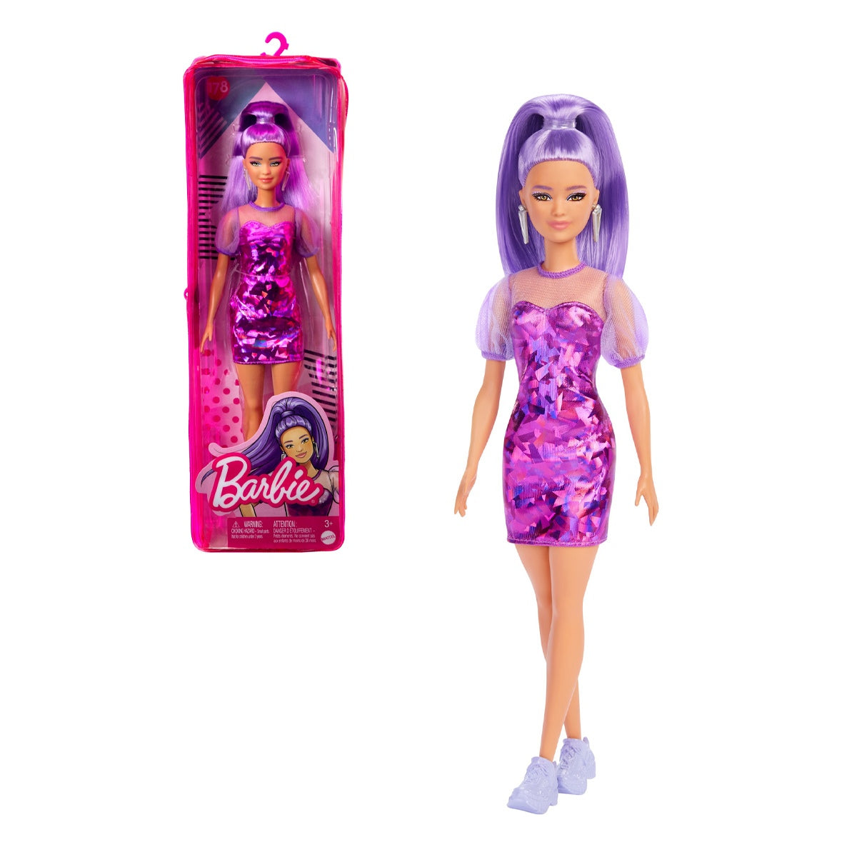 Barbie Fashionistas - Vestido Metalico Morado